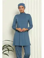 İndigo Mavi Tam Tesettür Likralı Mayo 31050