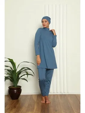Akbeniz İndigo Mavi Tam Tesettür Likralı Mayo 31050 - Alternatif Görünüm