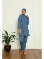 İndigo Mavi Tam Tesettür Likralı Mayo 31050 detay görünüm