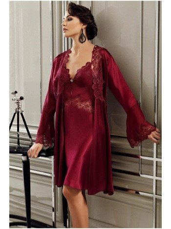 Altılı Saten Gelin Çeyiz Gecelik Sabahlık Takımı Perin 9300