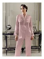 Altılı Saten Gelin Çeyiz Gecelik Sabahlık Takımı Perin 9300 Pudra görsel 15