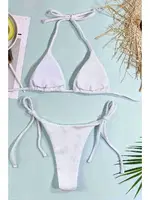 Bağlamalı Bikini Takım Beyaz Angelsin MS4162 farklı açı