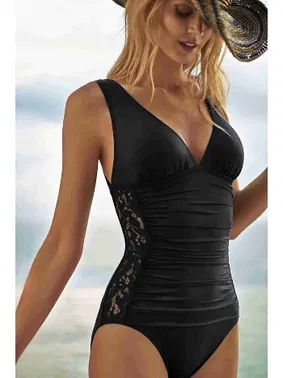 Angelsin Angelsin Dantel İşlemeli Mayo Siyah MS42881