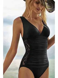 Angelsin Angelsin Dantel İşlemeli Mayo Siyah MS42881