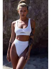 Angelsin Angelsin Göğüs Dekolteli Bikini Üst Beyaz MS41608