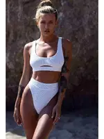 Angelsin Göğüs Dekolteli Bikini Üst Beyaz MS41608 Beyaz