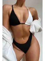 Angelsin Siyah Beyaz Bikini Takım Çok Renkli MS4161 Çok Renkli