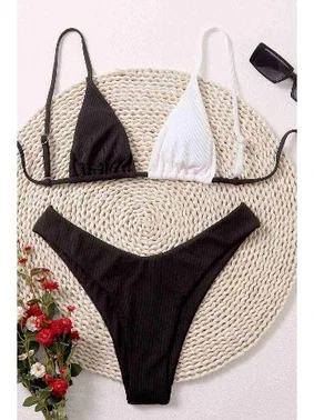 Angelsin Angelsin Siyah Beyaz Bikini Takım Çok Renkli MS4161 - Alternatif Görünüm