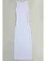 Angelsin Tül Pareo Plaj Elbisesi Beyaz MS4402 Beyaz detay görünüm