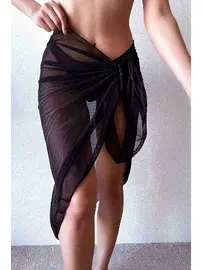 Angelsin Angelsin Tül Pareo Plaj Elbisesi Siyah MS4404