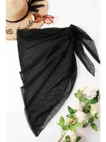 Angelsin Tül Pareo Plaj Elbisesi Siyah MS4404 Siyah detay görünüm