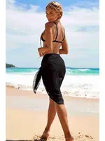 Angelsin Tül Pareo Plaj Elbisesi Siyah MS4404 Siyah görsel 6