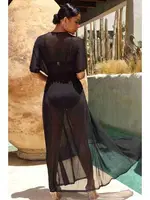 Tül Pareo Plaj Elbisesi Siyah Angelsin MS4400 Siyah farklı açı