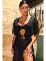 Tül Pareo Plaj Elbisesi Siyah Angelsin MS4400 Siyah görsel 4