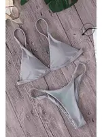 Angelsin Üçgen Bikini Alt Gri MS41409-Gri Gri detay görünüm
