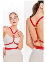 Askılı Deri Harness Kemer Kırmızı MissisX 923 Kırmızı
