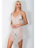 Askılı Saten Dantel Detaylı Gecelik Takımı Phevos 011-003526 Beyaz detay görünüm