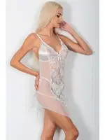 Askılı Saten Dantel Detaylı Gecelik Takımı Phevos 011-003526 Beyaz görsel 4