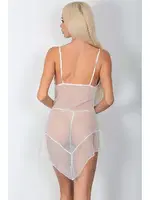 Askılı Saten Dantel Detaylı Gecelik Takımı Phevos 011-003526 Beyaz görsel 5