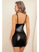 Bağcık Detaylı Fantezi Lame Deri Mini Elbise Phevos 011-008022 Siyah detay görünüm