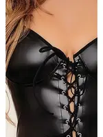 Bağcık Detaylı Fantezi Lame Deri Mini Elbise Phevos 011-008022 Siyah görsel 4