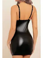 Bağcık Detaylı Fantezi Lame Deri Mini Elbise Phevos 011-008022 Siyah görsel 6