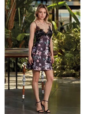 Nurteks Baskılı Saten Gecelik Nurteks 5450