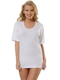 HMD Pamuk Rahat Doku Yaka Detaylı Kısa Kol Ribana Büyük Beden Atlet Hmd 2009