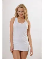 Pamuk Rahat Doku Yakası Detaylı Kalın Askılı Ribana Büyük Beden Atlet Hmd 2007 Beyaz farklı açı