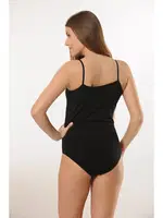 Siyah Rahat Doku Pamuklu İnce Askılı Çıtçıtlı Body HMD 3002 Siyah detay görünüm