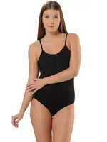 Siyah Rahat Doku Pamuklu İnce Askılı Çıtçıtlı Body HMD 3002 Siyah