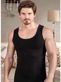 Berrak Geniş Yaka Erkek Siyah Atlet Berrak 1022