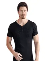 Berrak 1045 Erkek Kaşkorse T-shirt Siyah detay görünüm