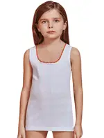 Geniş Askılı Ponponlu Kız Çocuk Ribana Atlet Berrak 2504 Beyaz detay görünüm