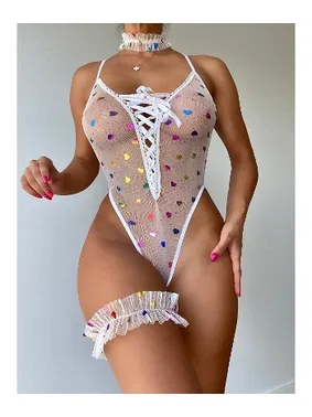 NightLight Beyaz Kalpli Fantezi Body Takım Nightlight 3419