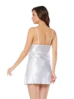 Beyaz Saten Gecelik Sistina M-267 Beyaz görsel 4