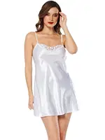 Beyaz Saten Gecelik Sistina M-267 Beyaz