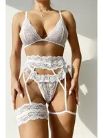 Beyaz Seksi Jartiyer Takım Night Light 3387-1 Beyaz