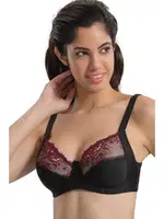 Brode Dantelli Toparlayıcı Sütyen Emay 136 C CUP Bordo Siyah detay görünüm