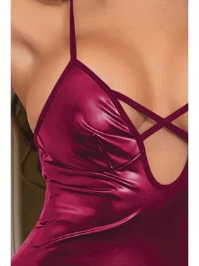 Phevos Boyundan Bağlamalı Dekolteli Fantezi Deri Mor Elbise Phevos 011-008049 - Alternatif Görünüm