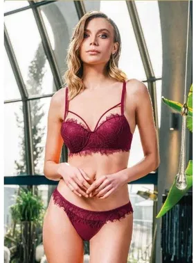 Büşra Balenli Desteksiz Dantelli Sütyen Takım Büşra 307 - Alternatif Görünüm