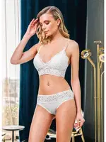 Dantelli Desteksiz Bayan Sütyen Takım Büşra 503 Ekru detay görünüm