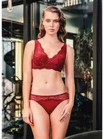 Dantel Askılı Destekli Sütyen Takım Büşra 884 Balenli Bordo detay görünüm