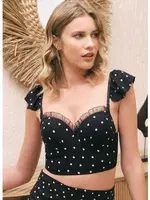 Dokuma Viskon Balenli Destekli Dolgulu Askıları Çıkabilen Puantiyeli Büstiyer Sütyen ve Yırtmaçlı Kısa Etek Takım Anıl 4227 Siyah farklı açı