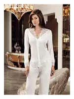 Büyük Beden 6Lı Güpürlü Penye Gelin Çeyiz Seti Perin 130 Ekru görsel 4