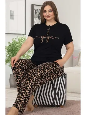 Lady Büyük Beden Leopar Pijama Takım Lady 10850