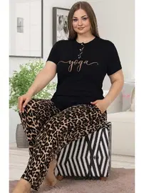 Lady Büyük Beden Leopar Pijama Takım Lady 10850