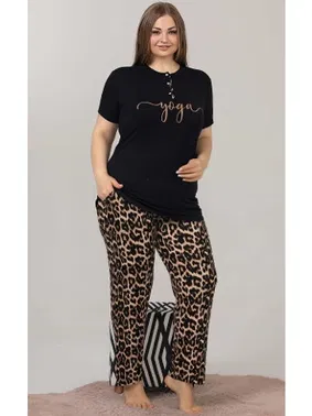 Lady Büyük Beden Leopar Pijama Takım Lady 10850 - Alternatif Görünüm