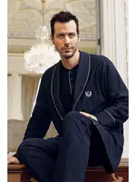 Capsella Erkek 5Li Pijama Robdöşambır Damat Çeyiz Seti Perin 1090 Lacivert görsel 4