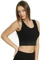 Crop Fit Askılı Taşlı T-Shirt Dono 2252T Siyah